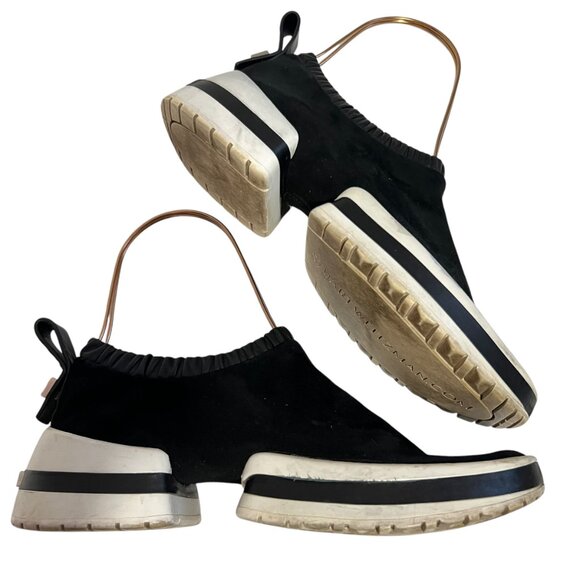 Stuart Weitzman SW 612 Slip on Sneaker black suede size 7 laceless chunky - Picture 7 of 16